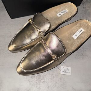 COACH Irene Shearling Mule Platinum Champagne 11 M